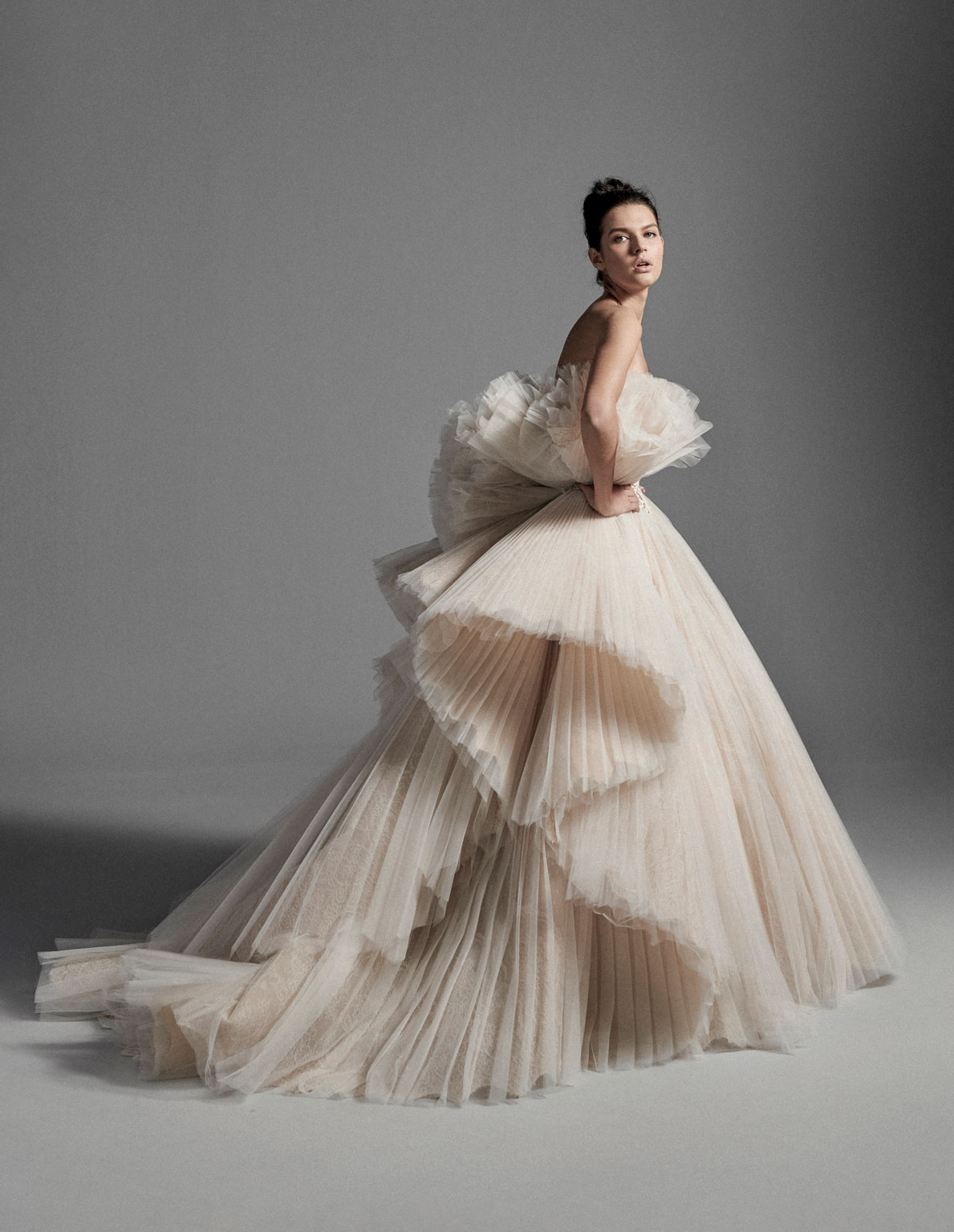 2020 Krikor Jabotian Wedding Dresses Strapless Tulle Ruffles Tiered Skirts Embroidery Wedding Dress Luxury Custom Made Abiti Da Sposa