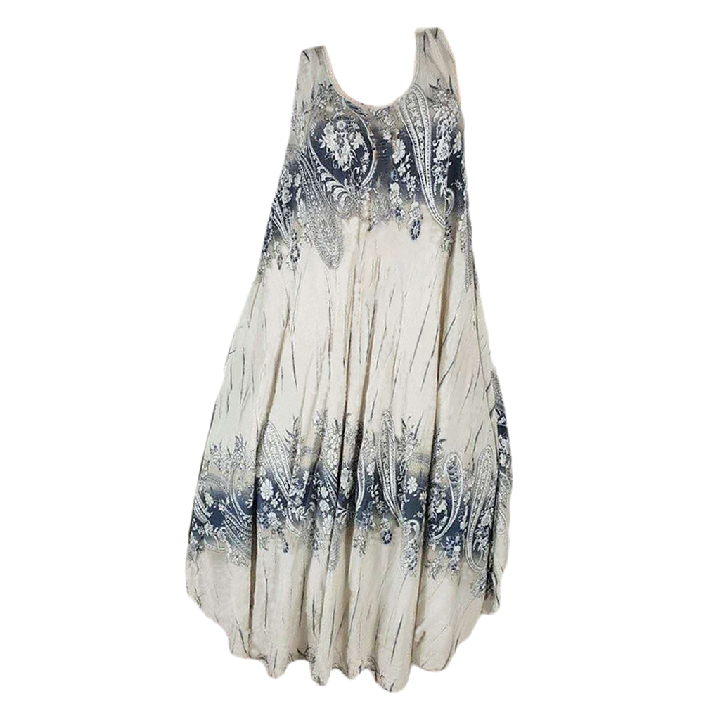 ladies summer flower plus size sleeveless swing t-shirt beach cover up dress, White;black
ladies summer flower plus size sleeveless swing t-shirt beach cover up dress, White;black