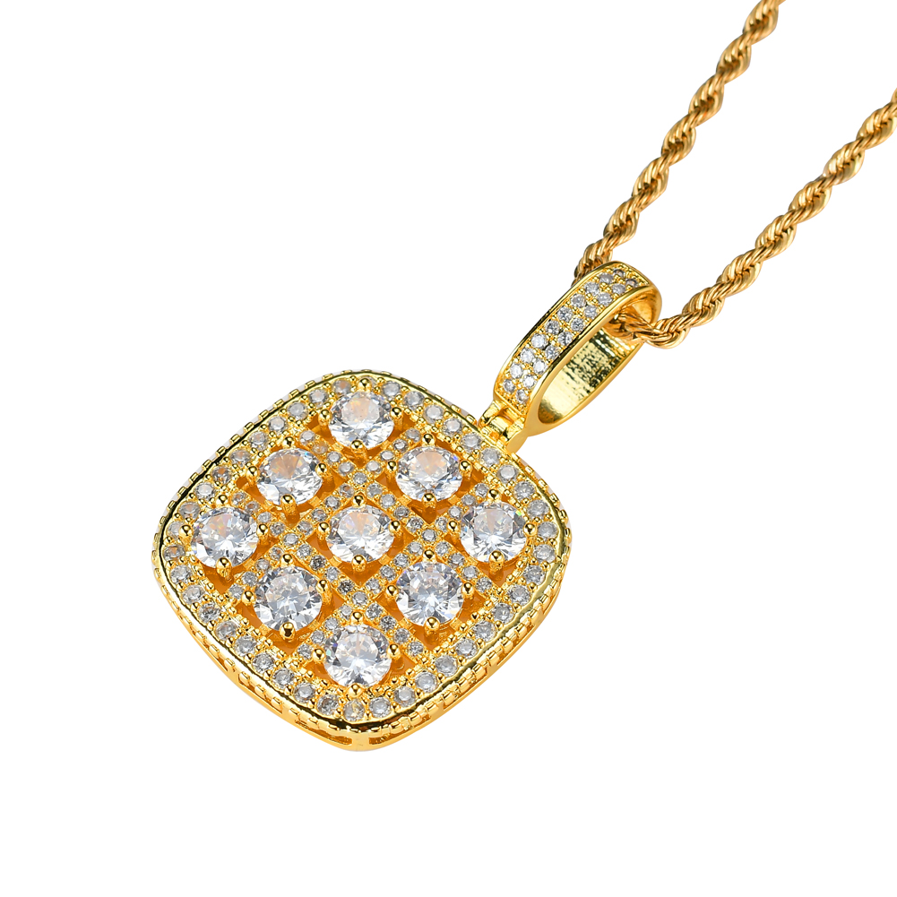 Wholesale- Hip Hop Sudoku Pendant Copper Micro pave with CZ stones Necklace Jewelry for men and women CN022