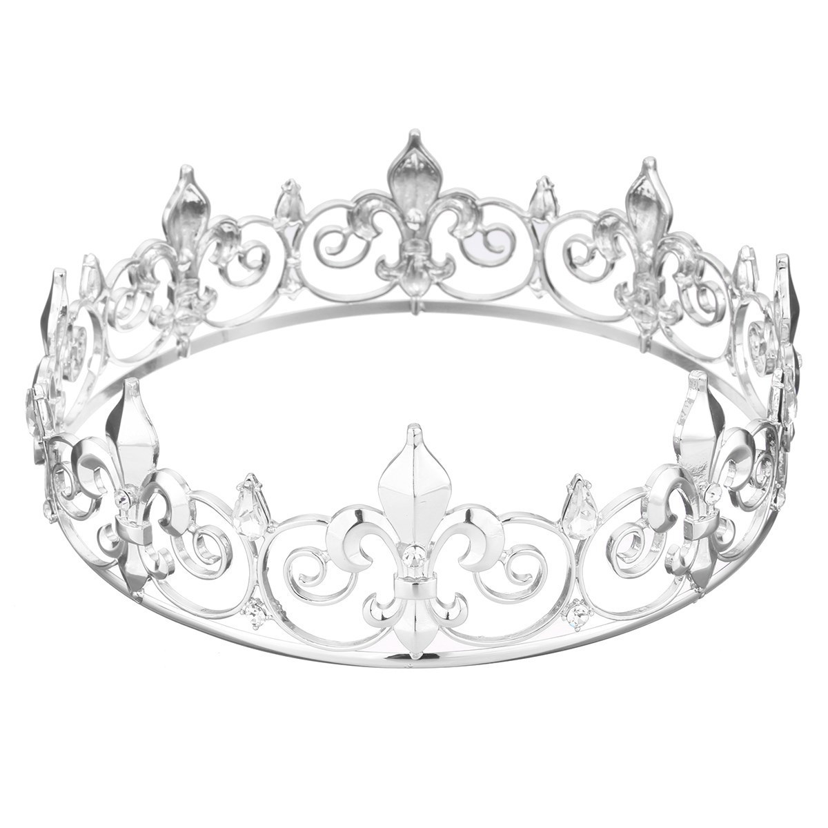Golden/Silver Wedding Bridal Crystal Tiara Crown King Queen Pageant Prom Rhinestone Veil Tiara Headband Wedding Hair Jewelry D19011102