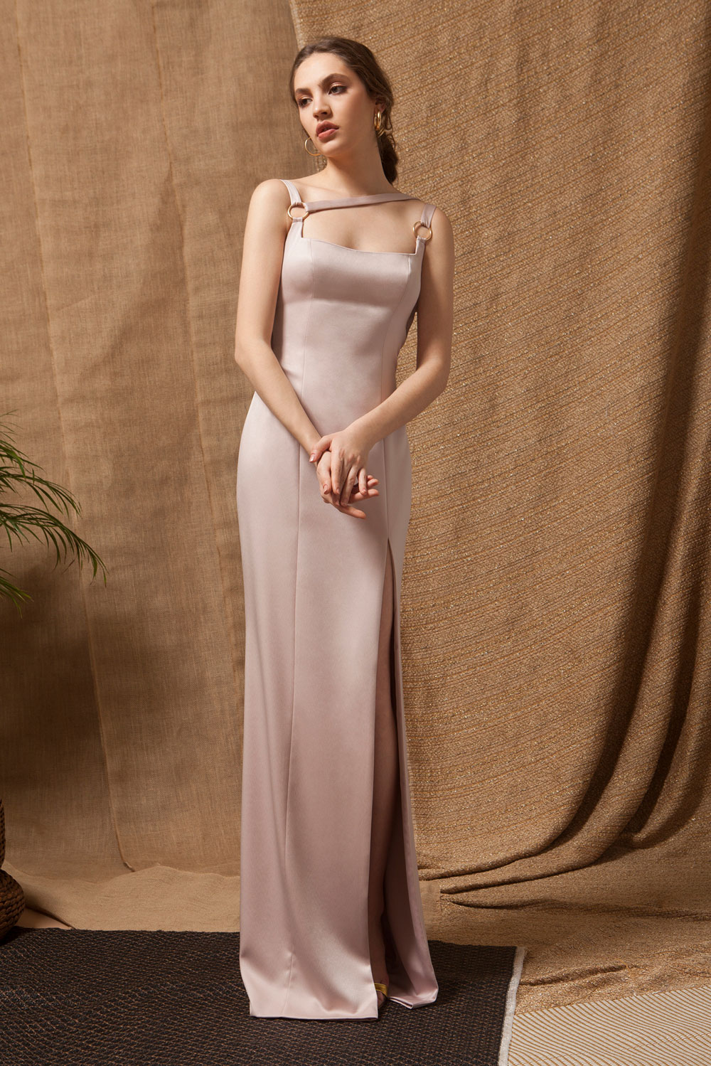 2019 Pink Satin Mermaid Prom Dresses Bandage Back Side Split Evening Gowns Plus Size Party Dress Special Occasion robes de soirée
