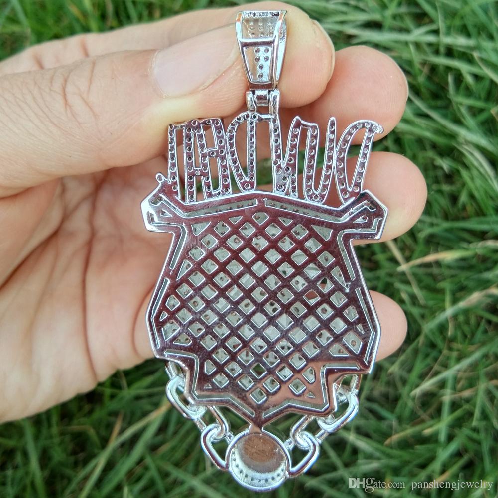 Wholesale-Men's Iced Brass CZ Animal Head Pendants Hip Hop Jewelry CN118