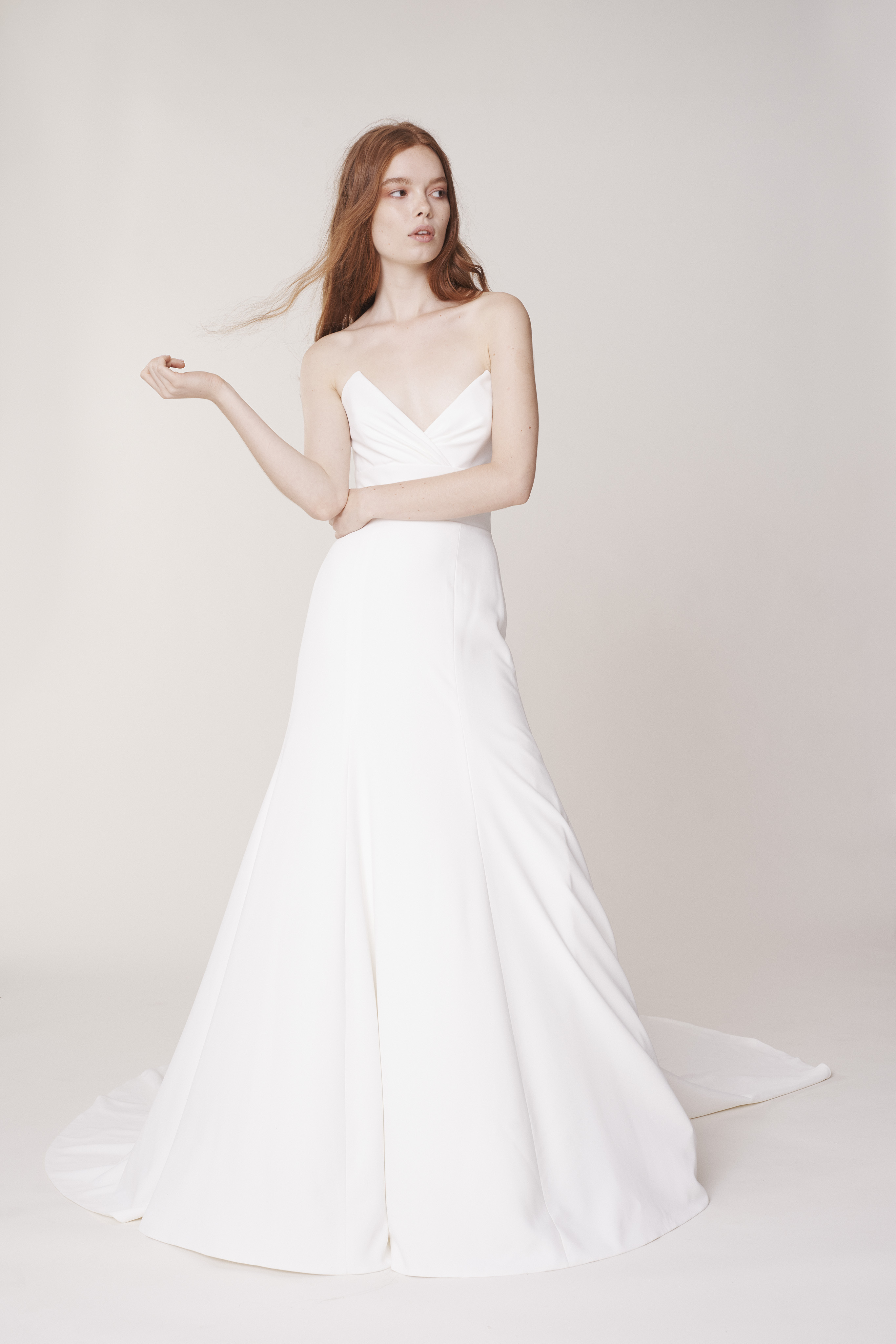 Simple Mermaid Rita Vinieris Wedding Dresses Strapless Sleeveless Ruched Wedding Gown Sweep Train Custom robe de mariée