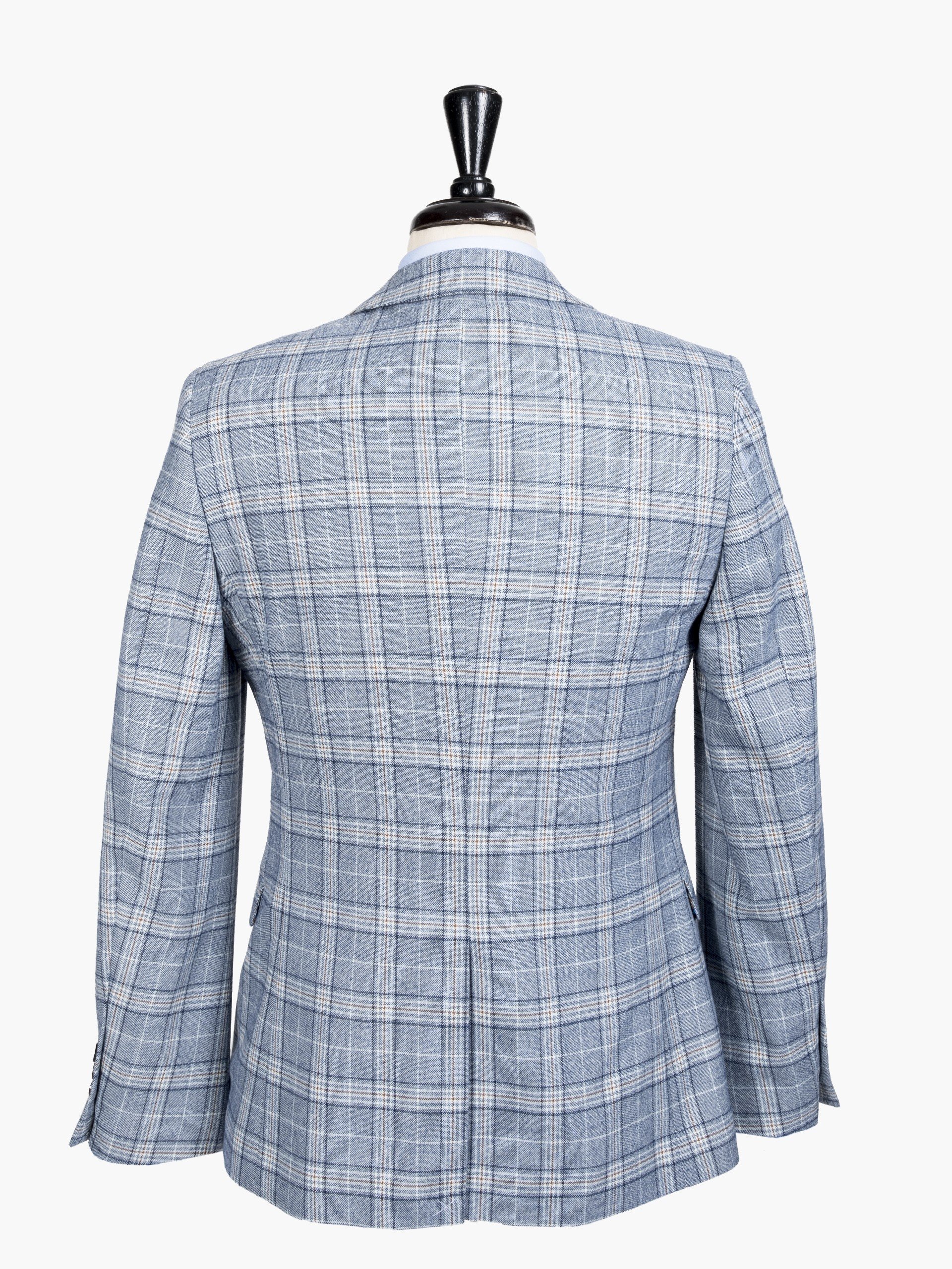 Skinny Blue and Brown Check Mens Suits with Horseshoe Waistcoat 3 Piece Tweed Suit Herringbone Custom Made Groom Wear Wedding Tuxedos
