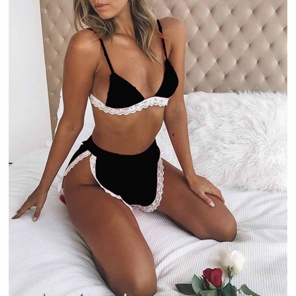 Dessous Sexy Bra 2-Pc Polyester Lace Underwear Women Set Women Sissly Deep V Lingerie Straps Panty Set Babydoll Brassiere Femme, Black
Dessous Sexy Bra 2-Pc Polyester Lace Underwear Women Set Women Sissly Deep V Lingerie Straps Panty Set Babydoll Brassiere Femme, Black
