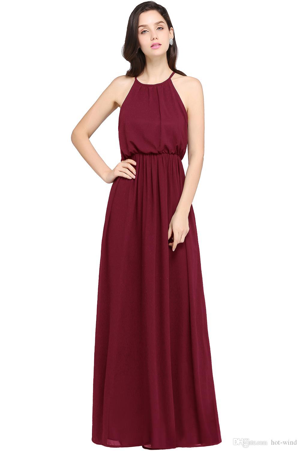 Babyonlinedress In Stock Chiffon Long Evening Dresses 2020 Under $50 Halter Neck Evening Prom Dresses Special Occasion Dresses CPS618