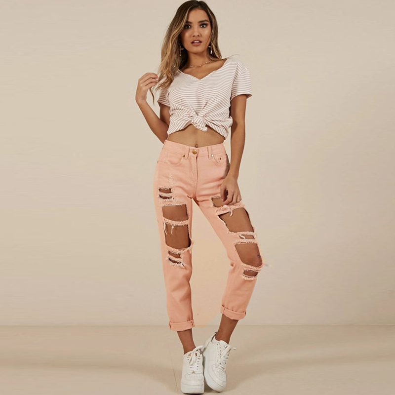 Sexy Ripped Jeans Beggar Women Big Holes Destroy Broken Torn Pants Streetwear Female Denim Trousers Distressed Design Plus Size, Pink
Sexy Ripped Jeans Beggar Women Big Holes Destroy Broken Torn Pants Streetwear Female Denim Trousers Distressed Design Plus Size, Pink