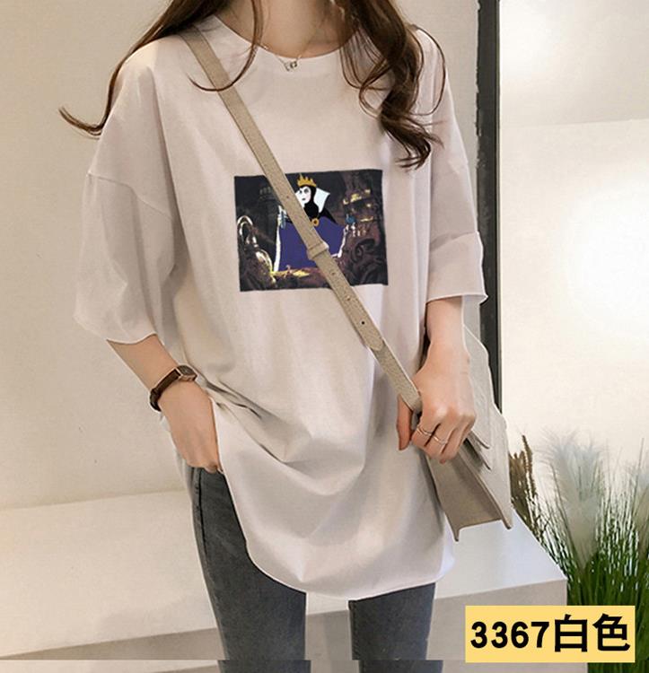 Women's tide 2019 spring and summer loose short-sleeved t-shirt female print wild bf Harajuku long section