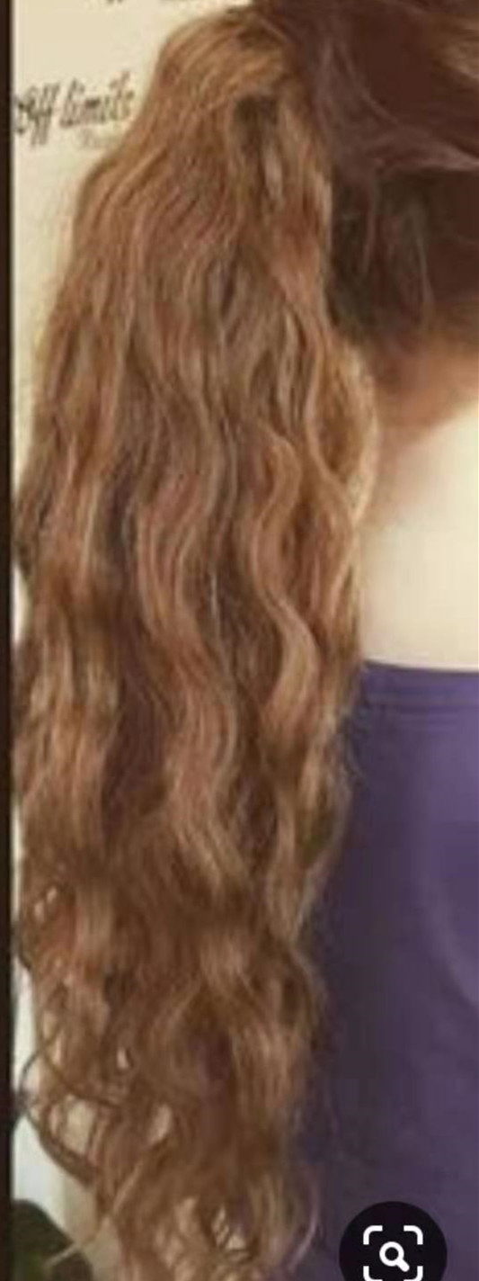 Long high fancy wavy honey blonde ponytail hairstyle 22inch wraps pretty posh playful vintage looks ponytail hairpiece you wil love