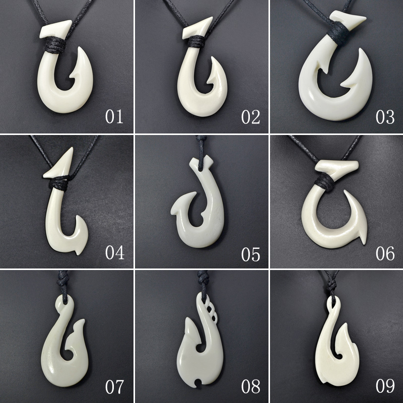 1PC Hawaii Surfer Jewelry Handmade Carved Yak Bone Fish Hook Pendant New Zealand Maori Tribal Choker WoMen's Men's Necklace
1PC Hawaii Surfer Jewelry Handmade Carved Yak Bone Fish Hook Pendant New Zealand Maori Tribal Choker WoMen's Men's Necklace