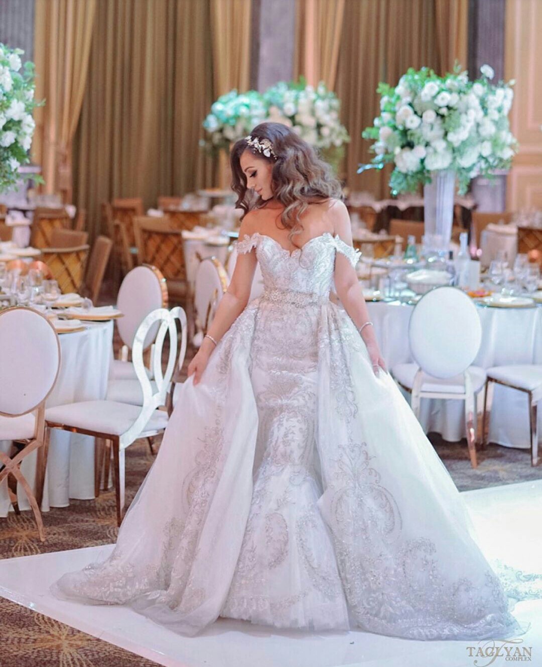 2020 Luxury Mermaid Wedding Dresses With Detachable Train Off The Shoulder Full Lace Applique Sweep Train Bridal Gowns Robes De Mariée