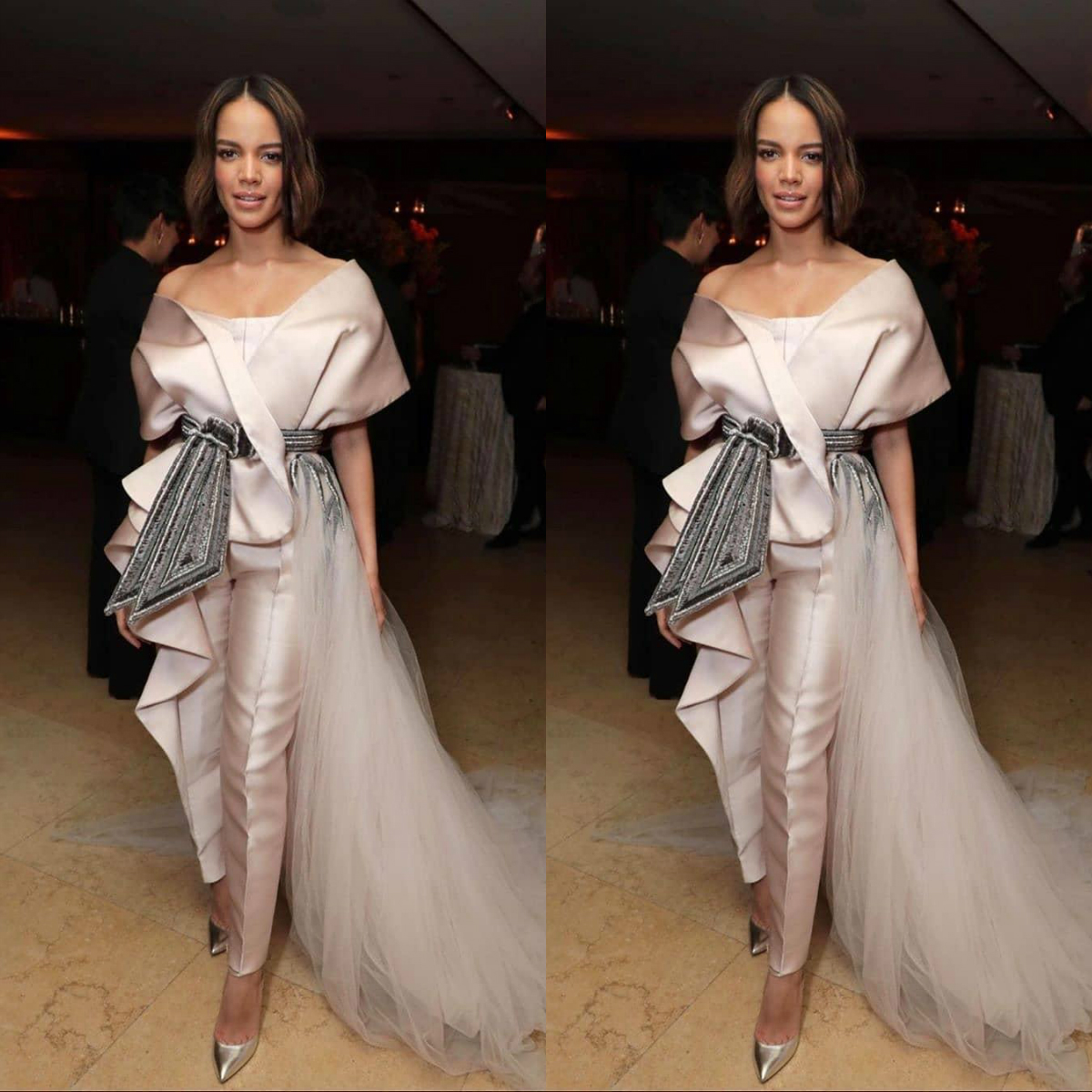 2020 Arabic Jumpsuit Prom Dresses With Detachable Train Off The Shoulder Evening Gowns Plus Size Formal Party Second Gowns