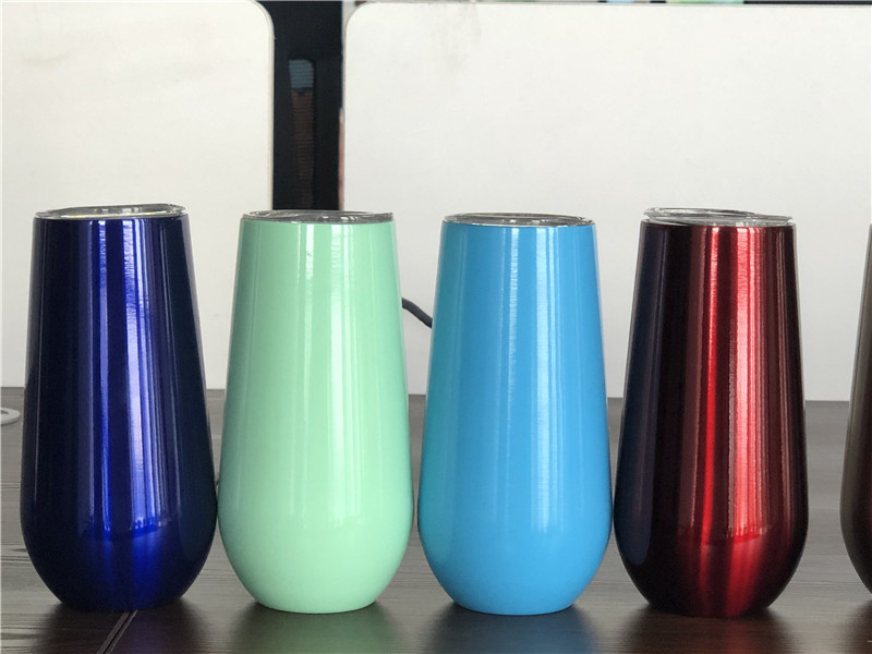 16 Colors Options 6oz Stemless Wine tumbler 16 COLOR Stainless Steel Egg Tumbler Coffee Mug wine cocktail ice cream