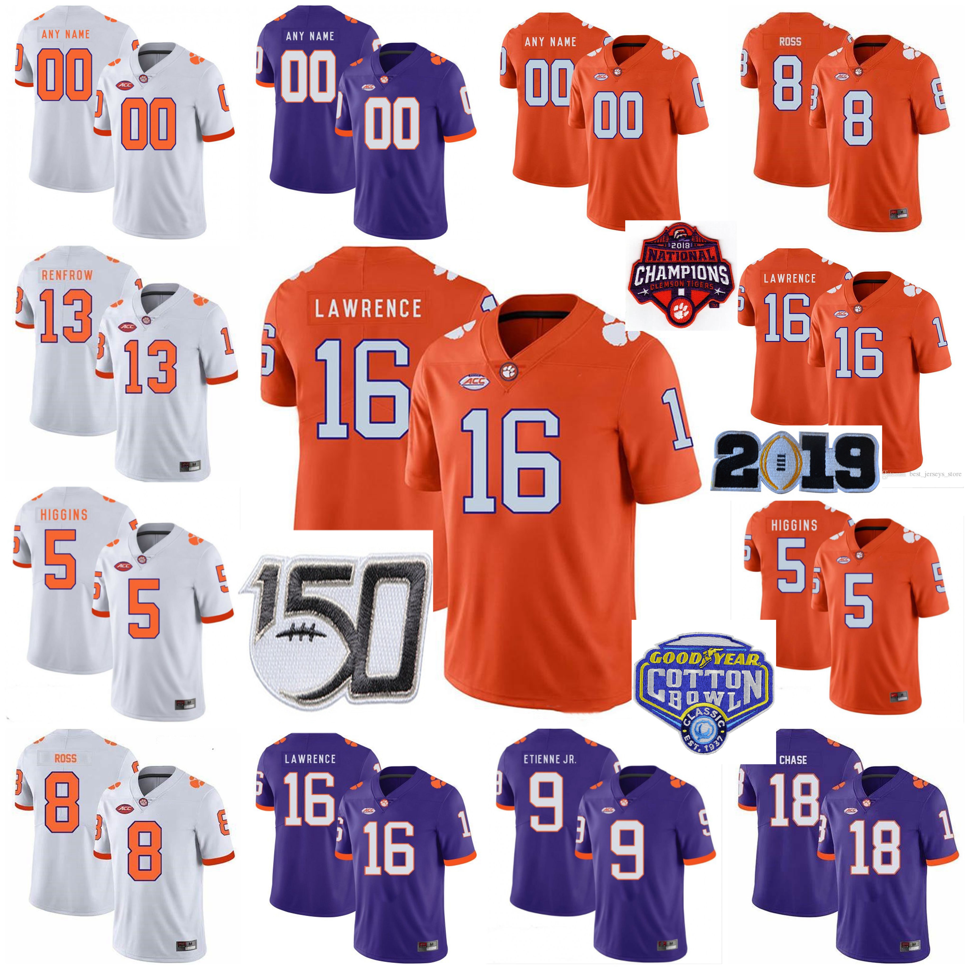 NCAA Custom Clemson Tigers College Football Jerseys Kids Youth Hunter Renfrow Jersey Tee Higgins Lawrence II Clelin Ferrell Watson Stitched, Mens orange with 150th patch
NCAA Custom Clemson Tigers College Football Jerseys Kids Youth Hunter Renfrow Jersey Tee Higgins Lawrence II Clelin Ferrell Watson Stitched, Mens orange with 150th patch
