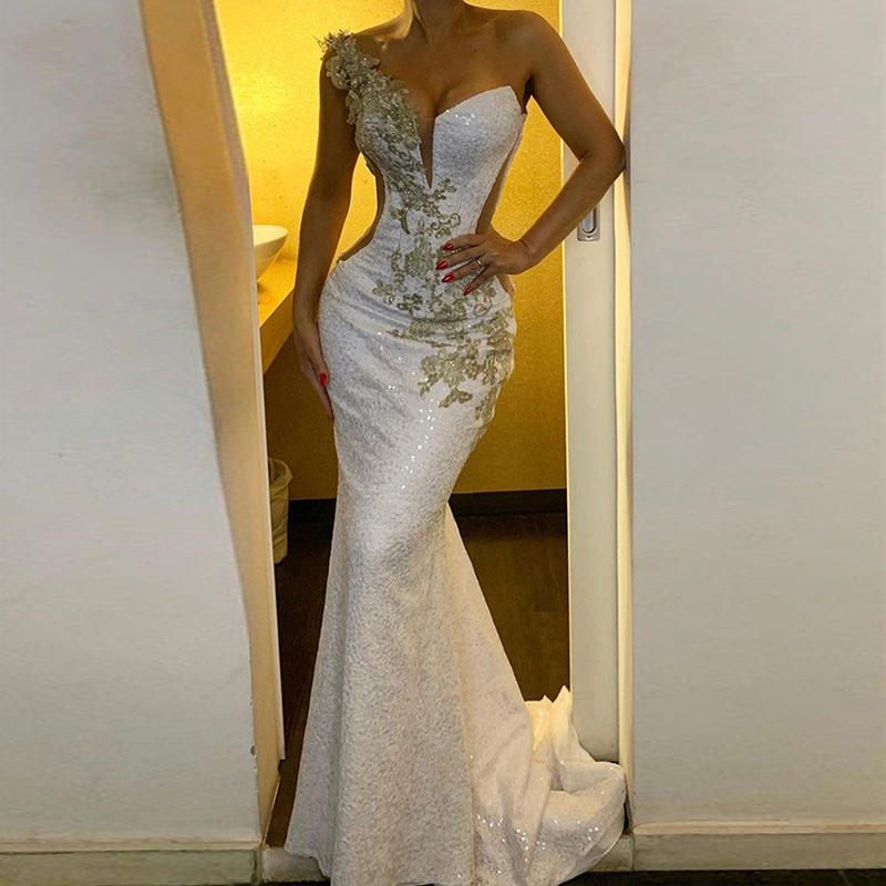 Elegant White Sequins Prom Dresses Mermaid One Shoulder Gold Lace Sparkly Prom Party Dresses Women Plus Size Party Gowns, Blue
Elegant White Sequins Prom Dresses Mermaid One Shoulder Gold Lace Sparkly Prom Party Dresses Women Plus Size Party Gowns, Blue