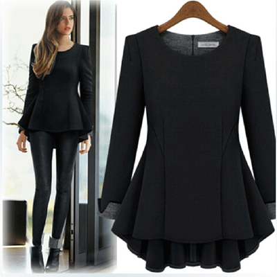 Plus Size -5XL Autumn Style Thick T shirt Women Chinlon Peplum Ruffles Long T shirt Tops Long Sleeve Loose T5818, Black
Plus Size -5XL Autumn Style Thick T shirt Women Chinlon Peplum Ruffles Long T shirt Tops Long Sleeve Loose T5818, Black