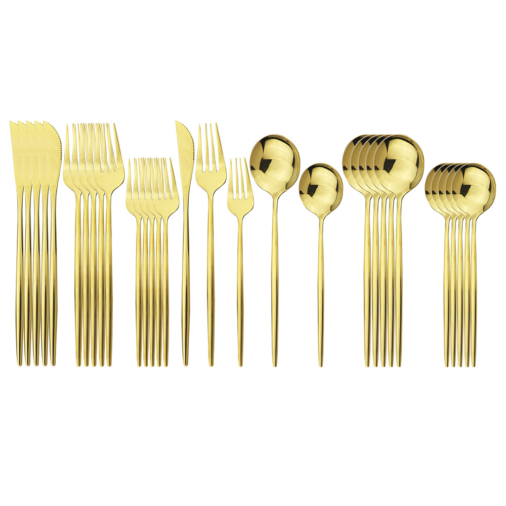 30Pcs/Set Gold Cutlery Set Stainless Steel Dinnerware Knives Dessert Fork Dessert Spoons Tea Spoons Dinner Silverware Kitchen Tableware Set
30Pcs/Set Gold Cutlery Set Stainless Steel Dinnerware Knives Dessert Fork Dessert Spoons Tea Spoons Dinner Silverware Kitchen Tableware Set