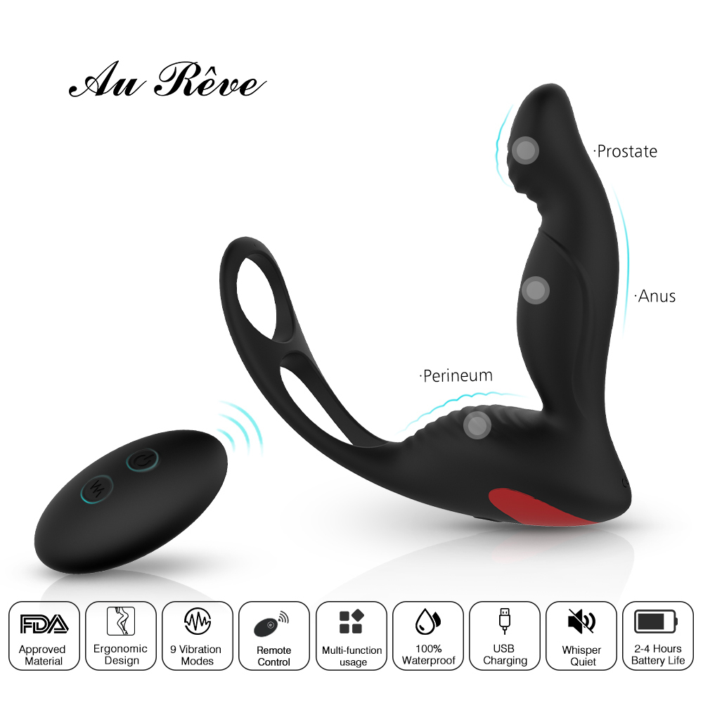 G-spot Penis Testis Perineum Prostate Massage With Ring Vibrator Remote Control Male Masturbator Anal Sex Product For Men Y190124