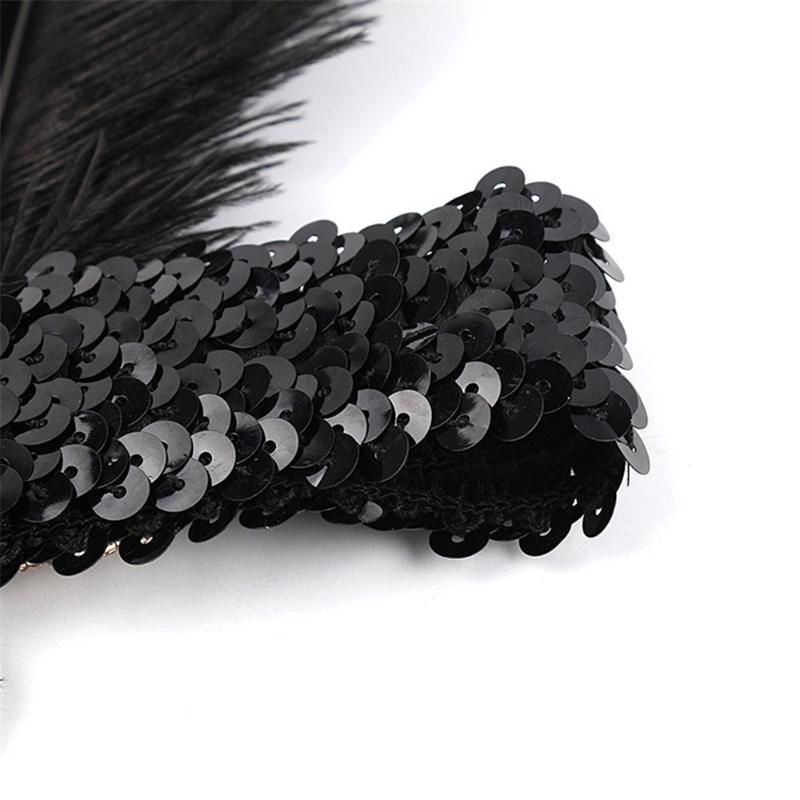 1920s Women Headband Vintage Headpiece Feather Flapper Great Gatsby Headdress Hair Accessories Arco De Cabelo Mujer A81
