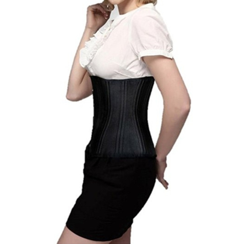 26 Steel Boned Plus Size Padded Waist Trainer Body Shaper Satin Underbust Corset Women Slim Modeling Strap Belly Slimming Sheath Belt Black