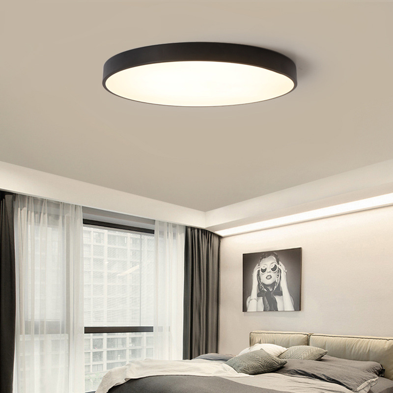 Modern Ultra-Thin Simple Macaron Colorful LED Ceiling Light 5CM Thin LED Lamp Black White Iron Round Flat Bedroom Ceiling Lamp