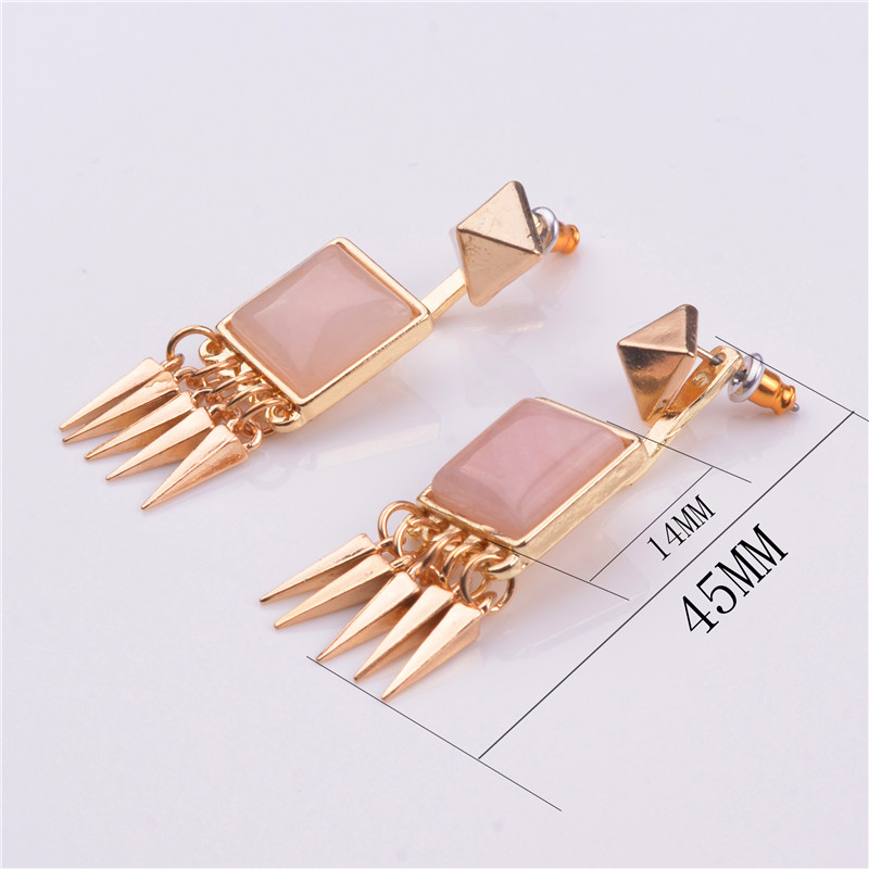Natural stone alloy tassel earrings ladies clothing charm stainless steel Easter gift earrings