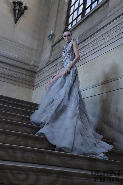 2019 Tony Ward Prom Dresses With Long Train Silver Lace Beads Sequins V Neck Luxury Evening Gowns Custom Made Quinceanera Dresses