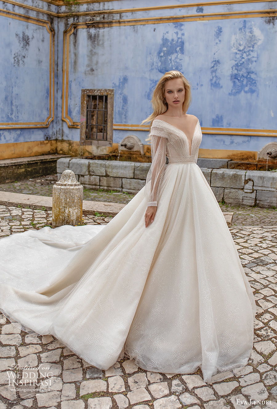 2020 Eva Lendel Long Sleeve Wedding Dresses A Line Lace Appliques Sweep Train Bohemian Wedding Dress Custom Made Elegant Vestidos De Novia