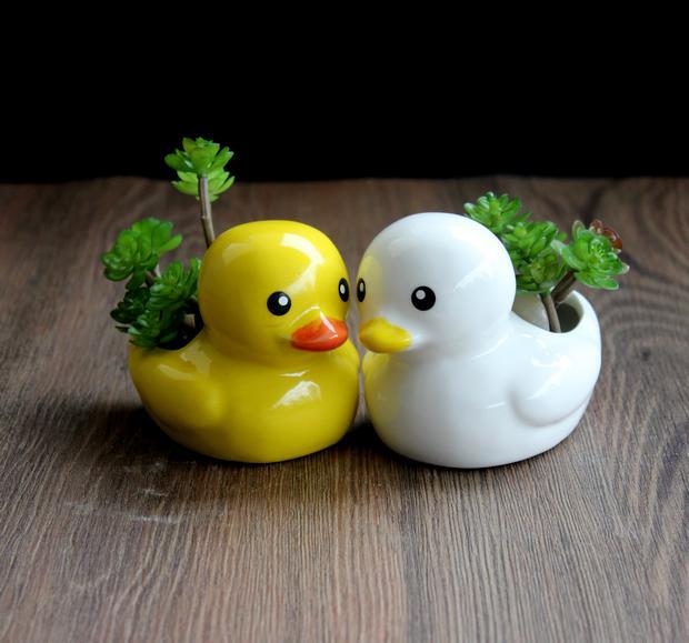Little duck ceramic flower pot succulent planter decoration creative cute potted desktop home and garden decor ornaments