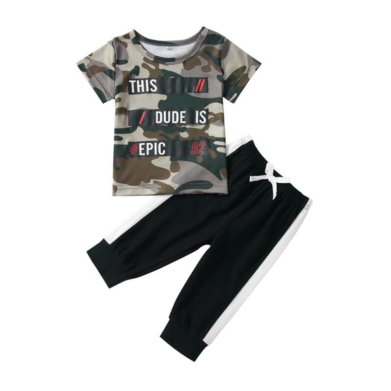 KANCOOLD Kids Boys Camouflage Striped Alphanumeric Print Short Sleeve T-shirt Top + Solid Color Bow Tie Trousers Set, Green
KANCOOLD Kids Boys Camouflage Striped Alphanumeric Print Short Sleeve T-shirt Top + Solid Color Bow Tie Trousers Set, Green
