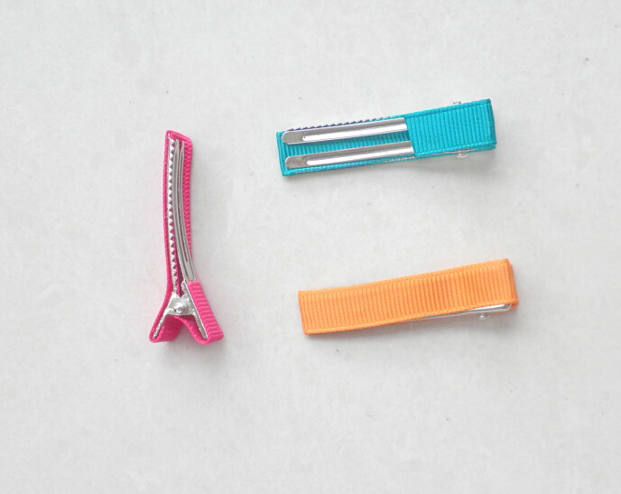 Double Prong Alligator Teeth 5cm Hair Clips Metal Barrettes Grosgrain Ribbon Covered Hairpins DIY bow flower Accessories 30pcs FJ3201