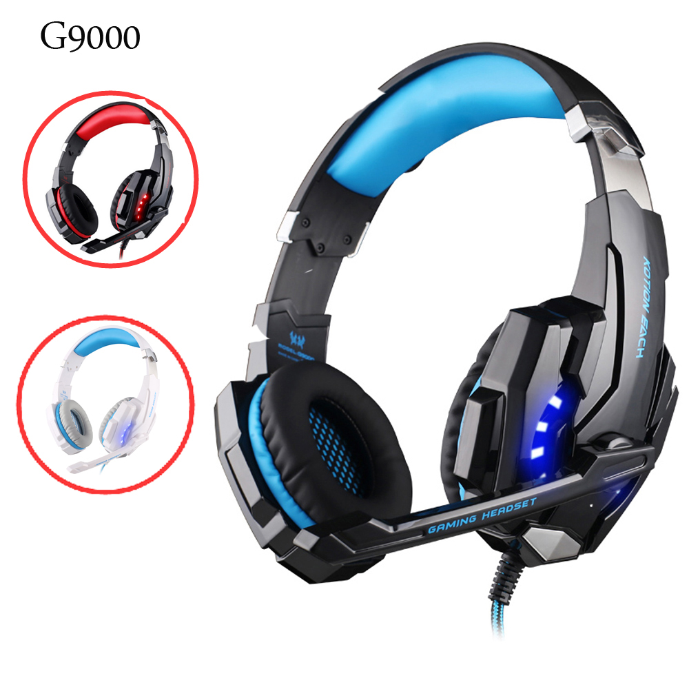 KOTION EACH G2000 G9000 Gaming Headset Big Headphones with Light Mic Stereo Earphones Deep Bass for PC Computer Gamer Tablet PS4