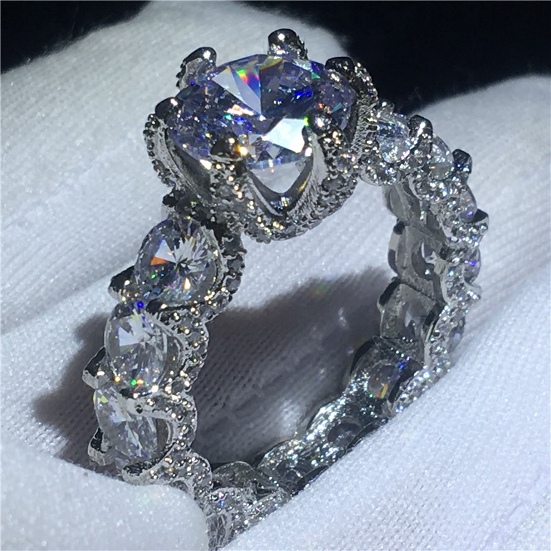 Vintage Flower Promise Finger Ring 925 Sterling Silver Diamond cz Engagement Wedding Band Rings For Women Party Jewelry