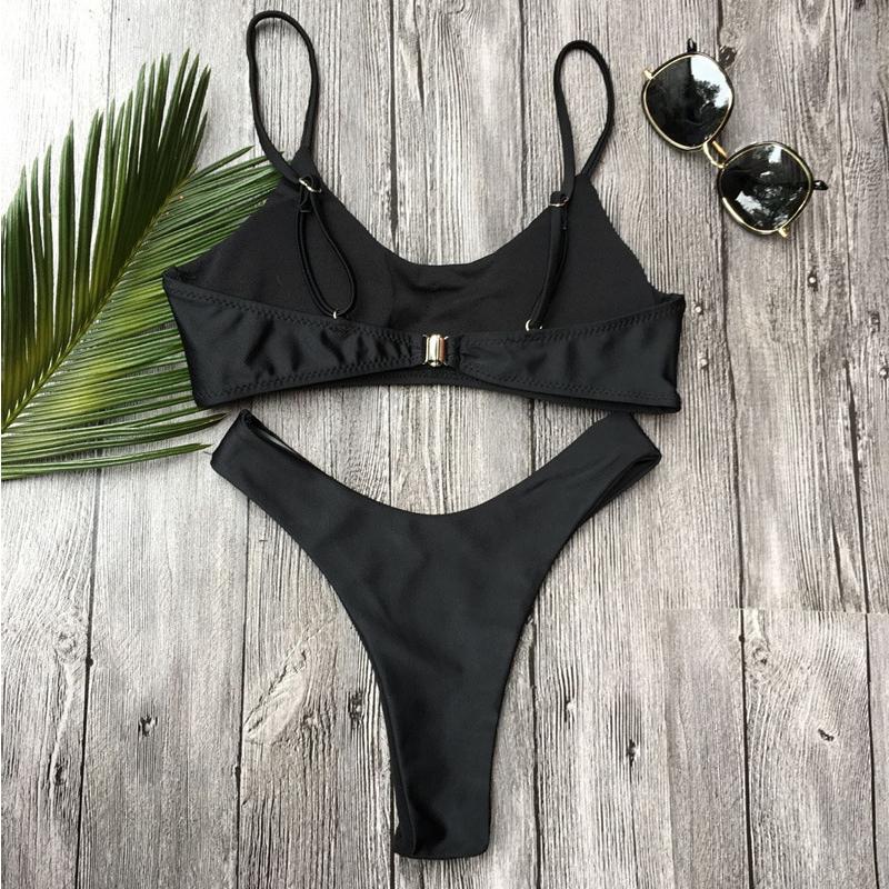 hot sale Sexy White Black Swimsuit Thong Female Push-up Brazil Biquini Halter Beach Bathing Suit Women