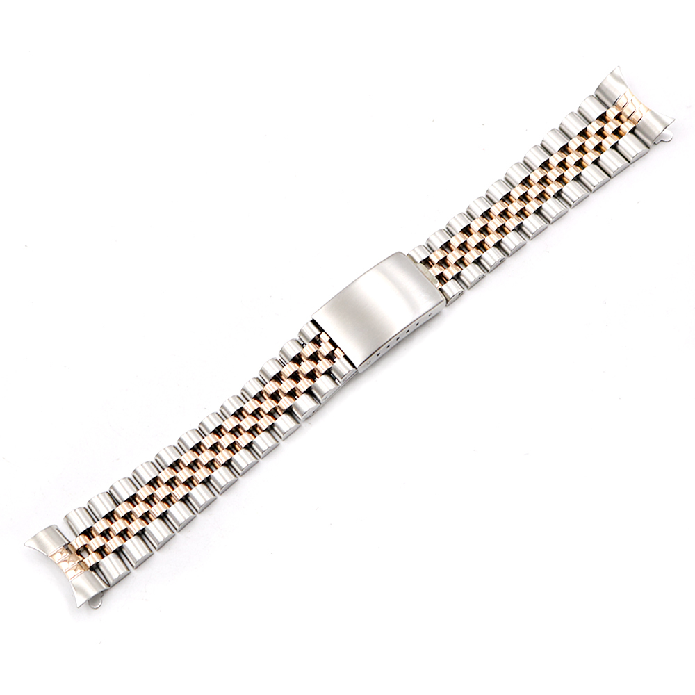 CARLYWET 19 20 22mm Two Tone Hollow Curved End Solid Screw Links Replacement Watch Band Strap Old Style Jubilee Bracelet CJ191225