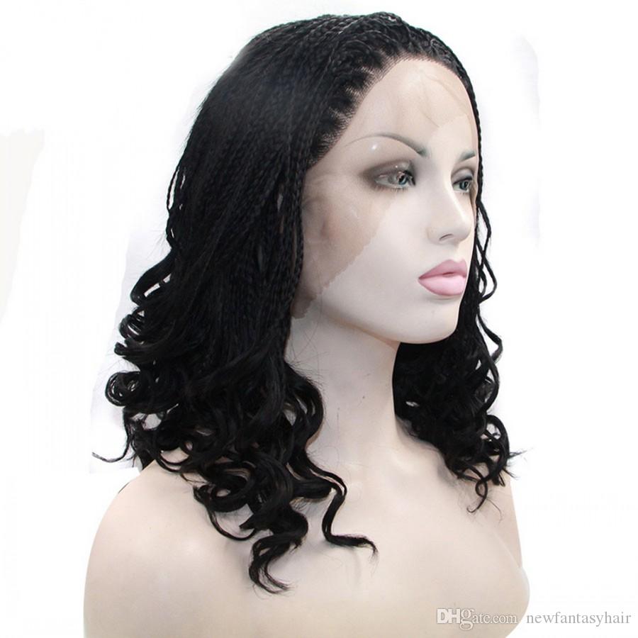 Fashion Style Black Box Braided Wigs For Black Women Simulation human hair Synthetic Lace Front Wig Natural Short Braids Wigs