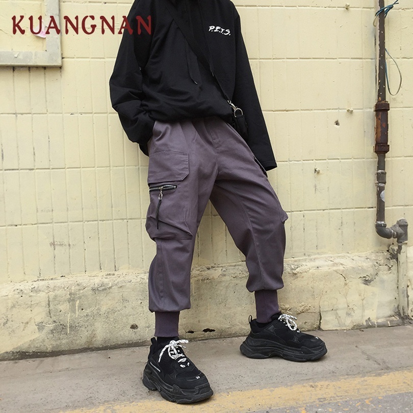 KUANGNAN Cotton Ankle-Length Cargo Pants Men Streetwear Hip Hop Pants Men Clothes 2018 Cargo Joggers Men Pants Casual 5XL C18122901