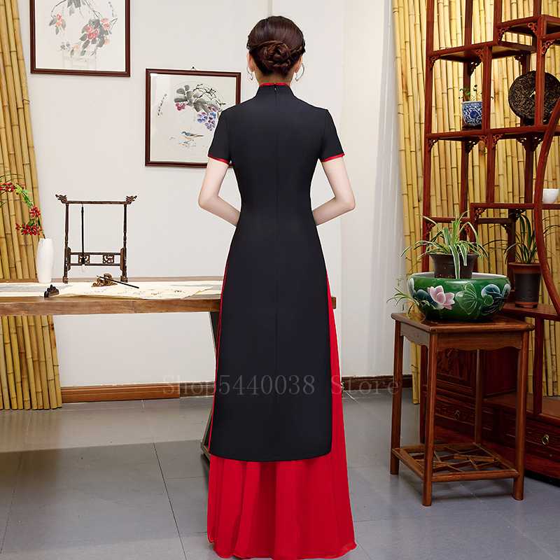 Ethnic Clothing Vietnam Woman Ao Dai Elegant Phoenix Chinese Style Cheongsam Vintage Festival Wedding Evening Qipao Dress Traditional Plus