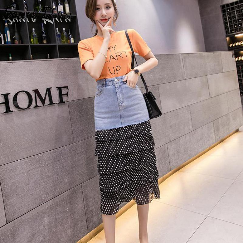 SparkDora New women's mesh cake skirt 2020 small fresh water wash wave point skirt chiffon denim stitching mesh A word, Black
SparkDora New women's mesh cake skirt 2020 small fresh water wash wave point skirt chiffon denim stitching mesh A word, Black