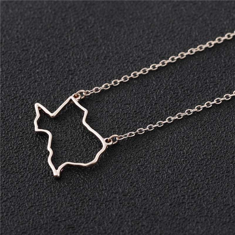 5PCS Outline USA Texas State Map Necklace Simple Geometric Hollow Geography Open Line Earth Globe World American TX City Necklaces