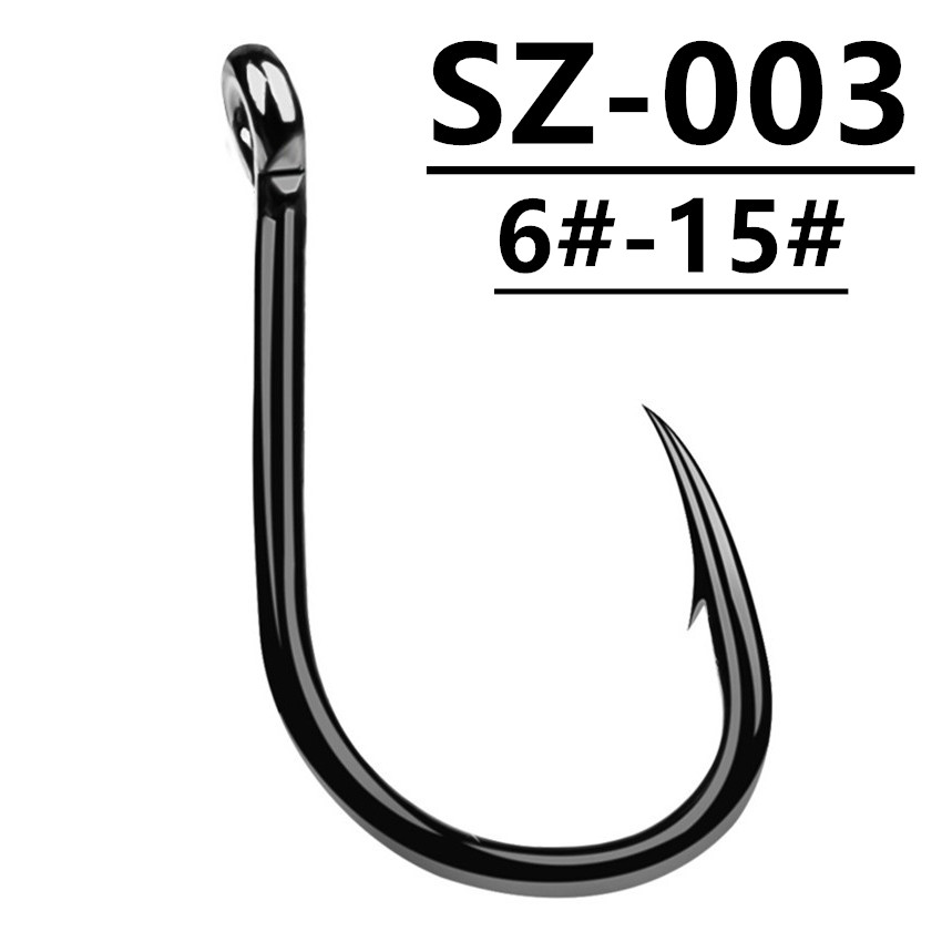 

200pcs 6#-15# SZ-003 Black Ise Hook High Carbon Steel Barbed Fishing Hooks Fishhooks Pesca Fishing Tackle Accessories A-044