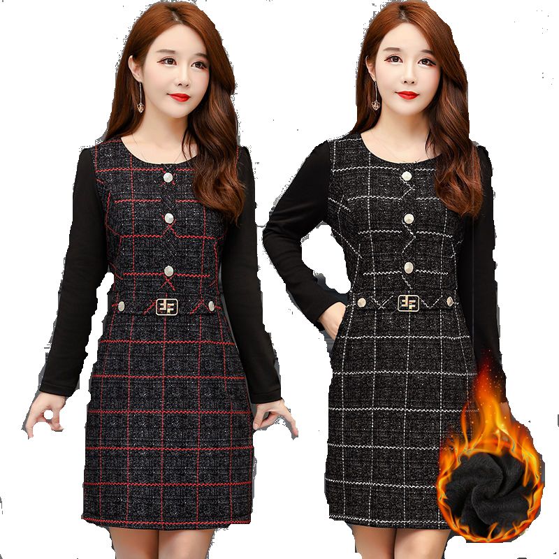 Women 2020 Autumn Winter Plus Size Velvet Thick Warm Dresses Female Fashion Casual Long Sleeve Bottoming omighty Dress 5XL
Women 2020 Autumn Winter Plus Size Velvet Thick Warm Dresses Female Fashion Casual Long Sleeve Bottoming omighty Dress 5XL