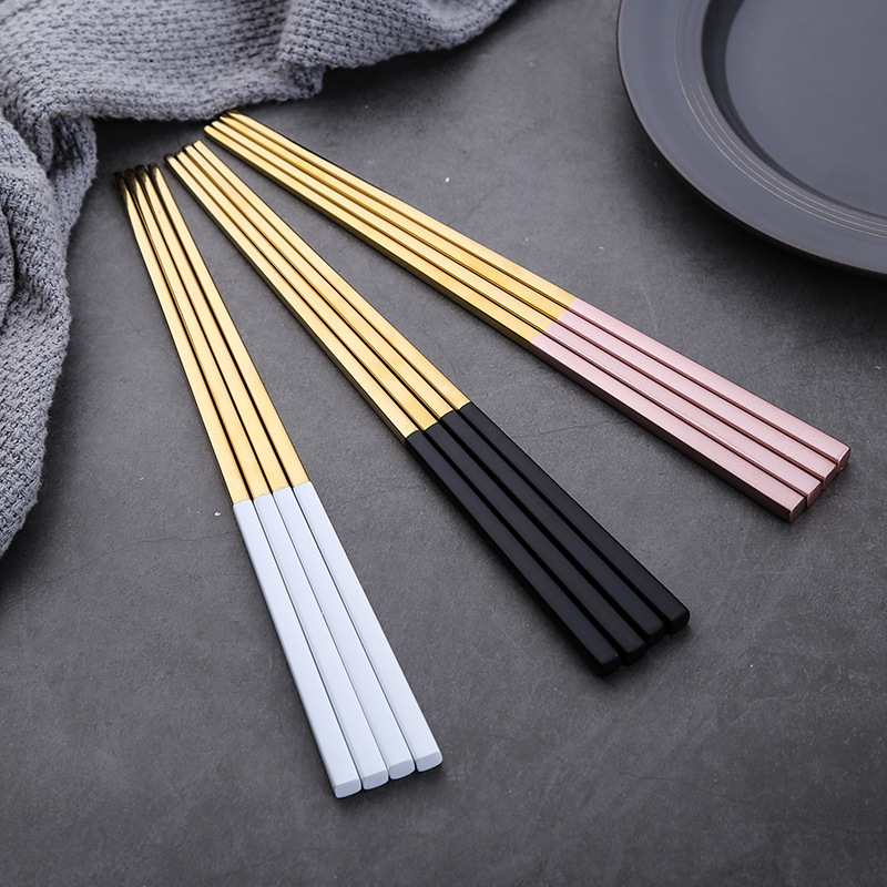 Wed Chopstick Stainless Steel Chopstick Black and Gold