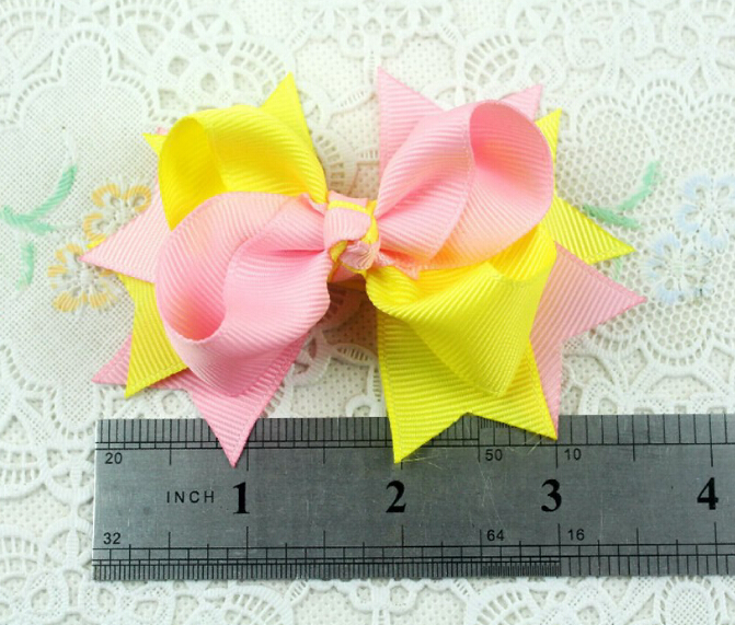 Girls' 3 inches double-color grosgrain ribbon Hair Bows Clips Accessories Boutique Hairpins Headwear Princess Barrettes 20pcs HD3205