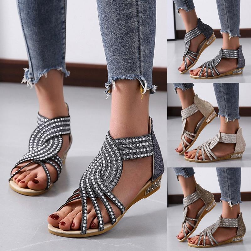 Summer Women Sandals Plus Size Ladies Fashion Bohemia Wedges Open Toe Comfort Sandals Zipper Casual Rhinestones Shoes C140#, Bg
Summer Women Sandals Plus Size Ladies Fashion Bohemia Wedges Open Toe Comfort Sandals Zipper Casual Rhinestones Shoes C140#, Bg