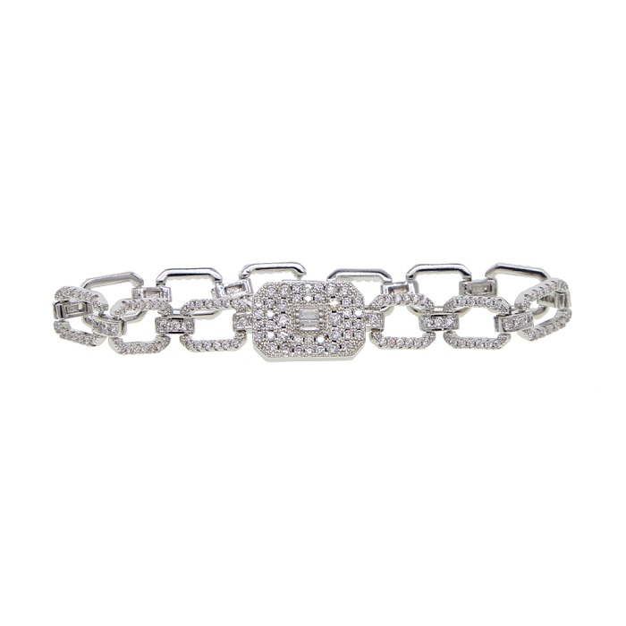 Iced out Hip hop bling micro pave cz bracelet for women jewelry 17cm Miami cuban link chain hiphop