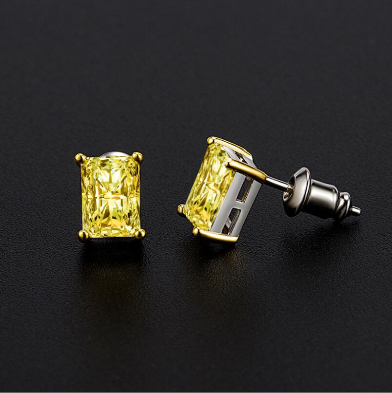 Choucong Simple Fashion Jewelry Hot Sell Real 925 Sterling Silver Princess Cut White Topaz CZ Diamond Square Women Wedding Stud Earring