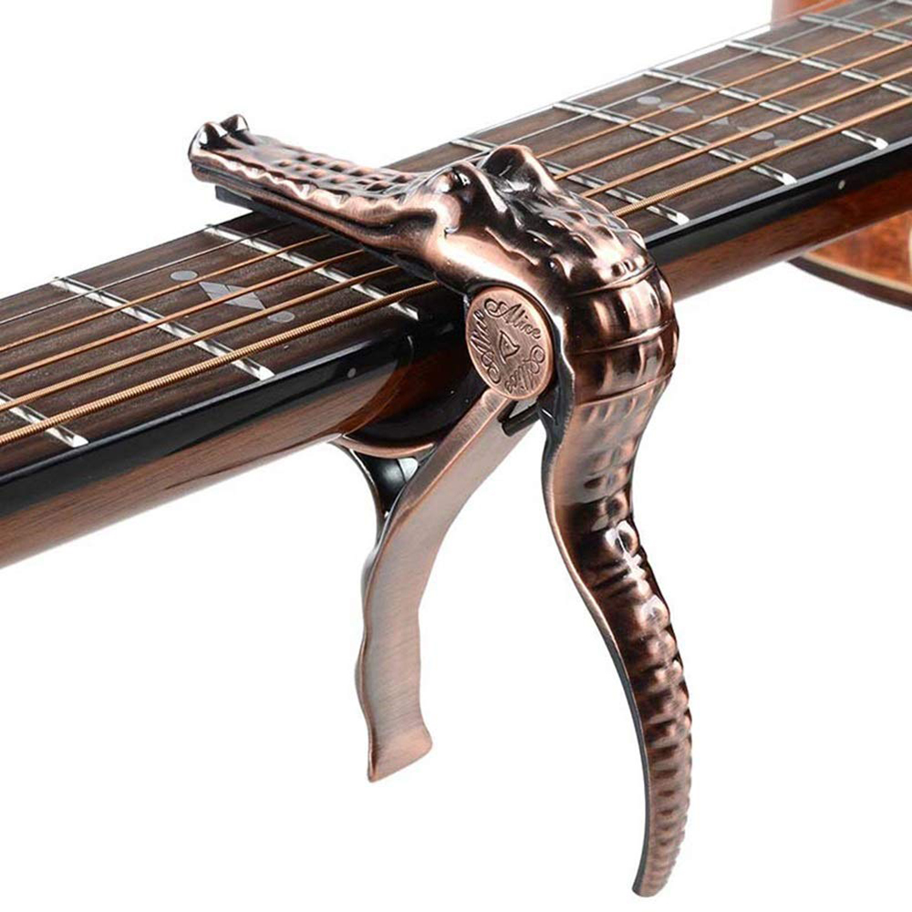 Alice A007G Crocodile Aluminum Alloy Acoustic Folk Guitar Capo Clamp