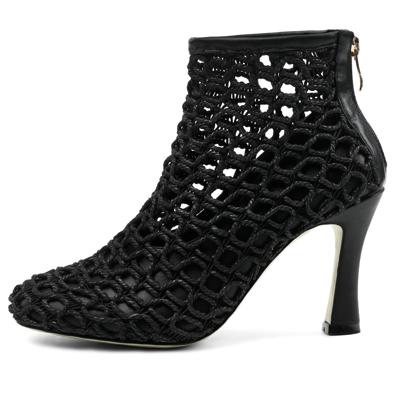 New Fashion Real Leather Mesh Zipper Botas Hollow Out Elastic Mesh Ankle Boots High Heel Female Booties Ladies Shoes, Black
New Fashion Real Leather Mesh Zipper Botas Hollow Out Elastic Mesh Ankle Boots High Heel Female Booties Ladies Shoes, Black