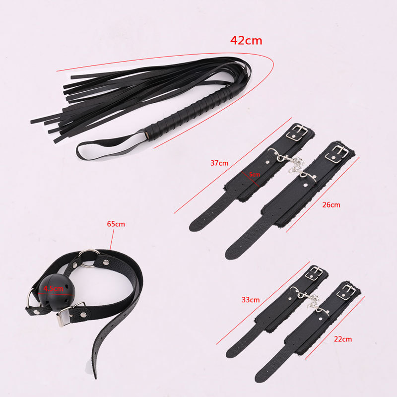 10 Pcs PU Leather Sex Toys for Adults BDSM Bondage Set Mouth Gag Sex Hands Fow Women Whip Rope Erotic Sexy Lingerie Costumes C18122601
